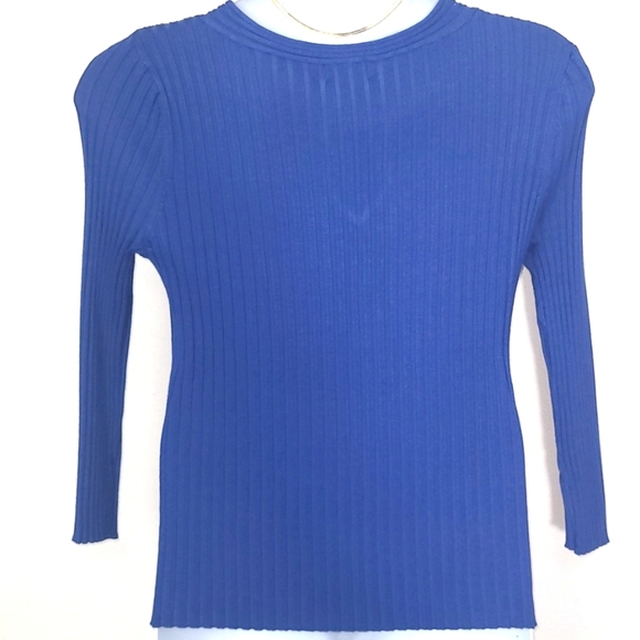 Sweater v-neck silver bit  Embellishment Royal blue stretch  Medium NWT - Picture 3 of 5